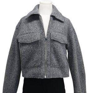 Zara Cropped Gray Zip Jacket Cozy Minimal XS Euro Coded
